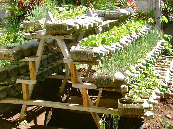 riciclo creativo in giardino