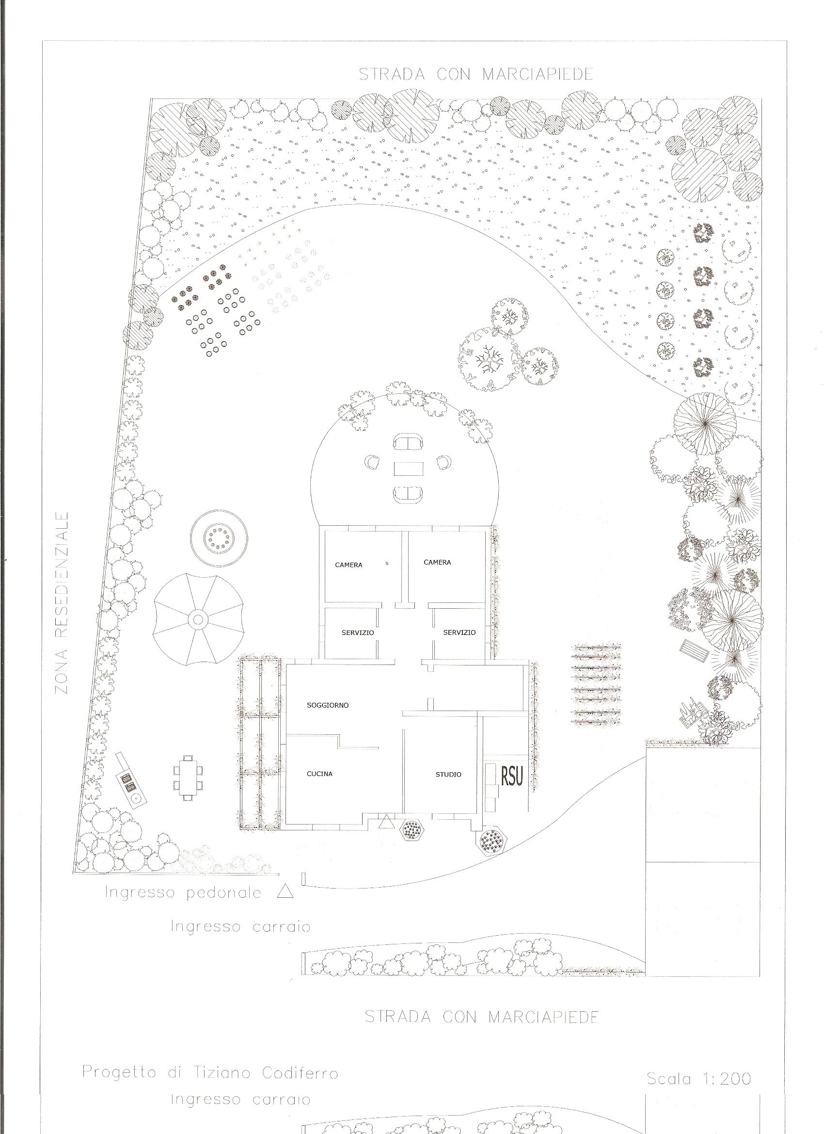 Planimetria giardino in area residenziale